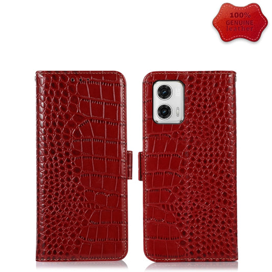 For Motorola Moto G73 5G Crocodile Top Layer Cowhide Leather Phone Case(Red) - Motorola Cases by PMC Jewellery | Online Shopping South Africa | PMC Jewellery | Buy Now Pay Later Mobicred