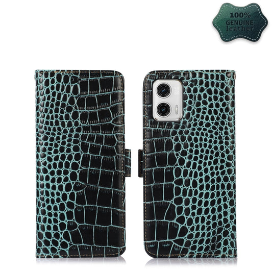 For Motorola Moto G73 5G Crocodile Top Layer Cowhide Leather Phone Case(Green) - Motorola Cases by PMC Jewellery | Online Shopping South Africa | PMC Jewellery | Buy Now Pay Later Mobicred