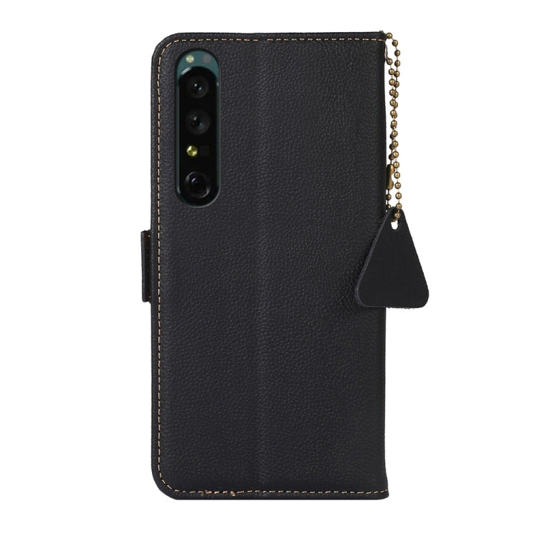 For Sony Xperia 1 IV Side-Magnetic TJ Genuine Leather RFID Phone Case(Black) - Sony Cases by PMC TechLife | Online Shopping South Africa | PMC TechLife | Buy Now Pay Later Mobicred