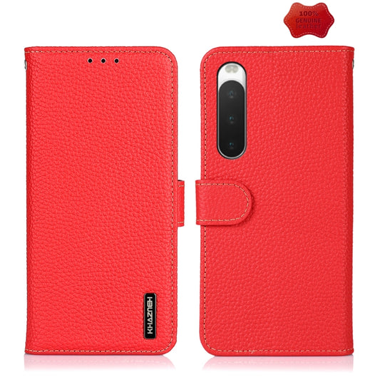 For Sony Xperia 10 IV KHAZNEH Litchi Genuine Leather Phone Case(Red) - Sony Cases by PMC Jewellery | Online Shopping South Africa | PMC Jewellery | Buy Now Pay Later Mobicred