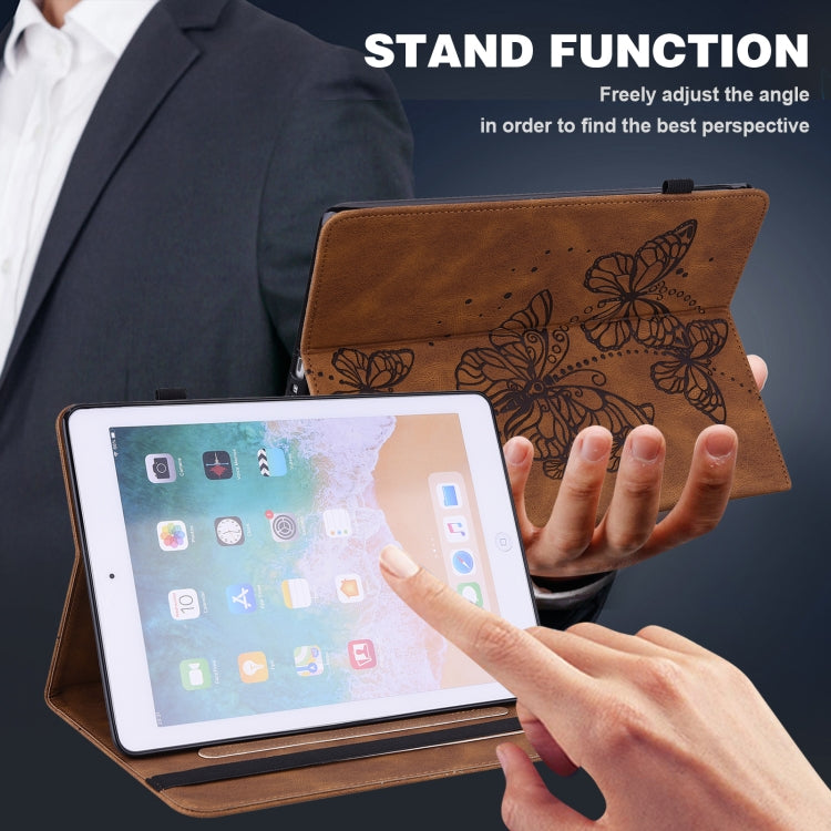For Lenovo Pad Pro 2022 11.2 inch / Tab P11 Pro Gen 2 Embossed Butterfly Pattern Leather Tablet Case(Brown) - Lenovo by PMC TechLife | Online Shopping South Africa | PMC TechLife | Buy Now Pay Later Mobicred