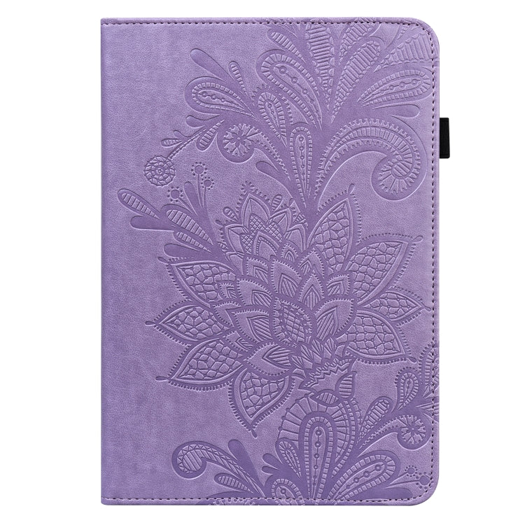 For Lenovo Tab M8 4th Gen Lace Flower Embossing Pattern Leather Tablet Case(Purple) - Lenovo by PMC TechLife | Online Shopping South Africa | PMC TechLife | Buy Now Pay Later Mobicred