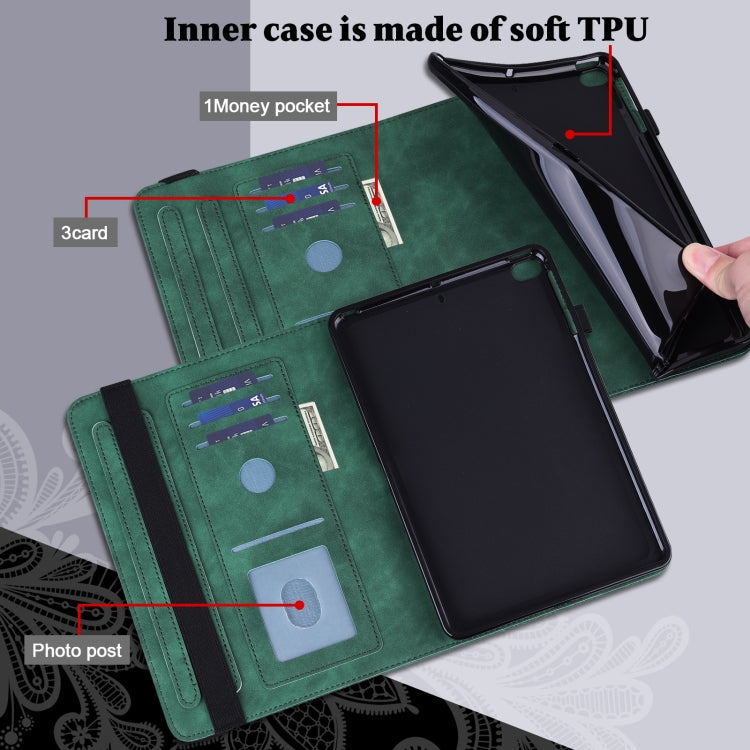 For Lenovo Tab M8 4th Gen Lace Flower Embossing Pattern Leather Tablet Case(Green) - Lenovo by PMC TechLife | Online Shopping South Africa | PMC TechLife | Buy Now Pay Later Mobicred