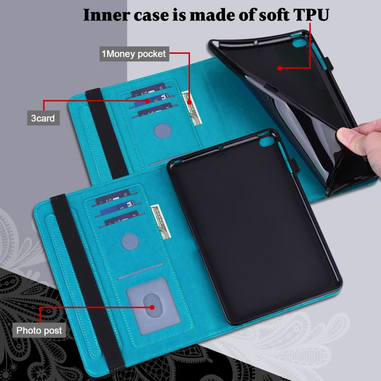For Lenovo Pad Plus 2023 11.5 inch / Tab P11 Gen 2 Lace Flower Embossing Pattern Leather Tablet Case(Blue) - Lenovo by PMC TechLife | Online Shopping South Africa | PMC TechLife | Buy Now Pay Later Mobicred