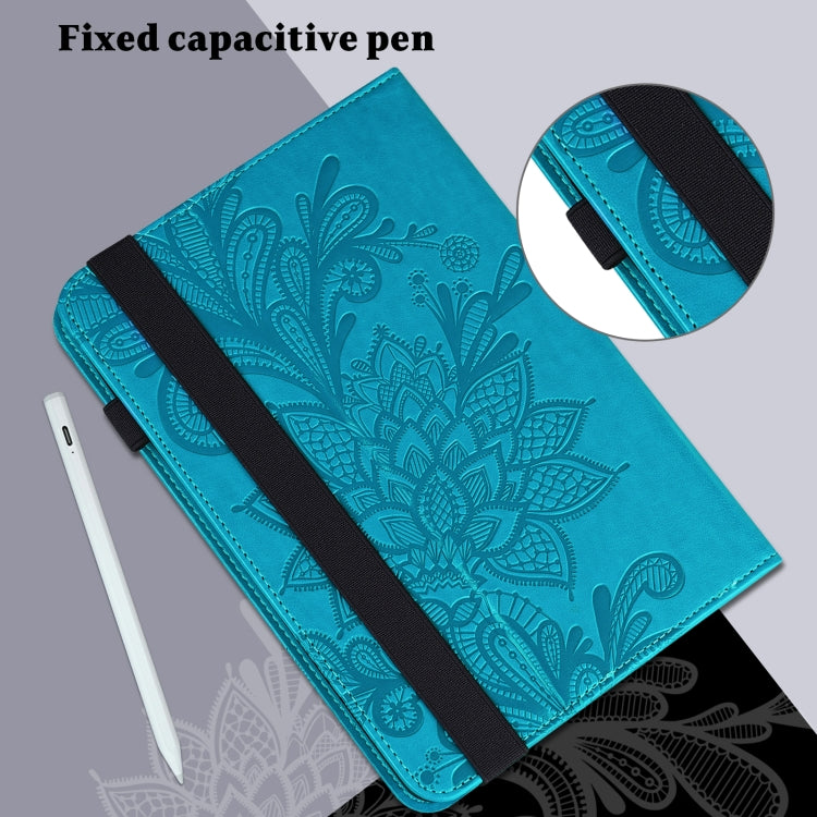 For Lenovo Pad Plus 2023 11.5 inch / Tab P11 Gen 2 Lace Flower Embossing Pattern Leather Tablet Case(Blue) - Lenovo by PMC TechLife | Online Shopping South Africa | PMC TechLife | Buy Now Pay Later Mobicred