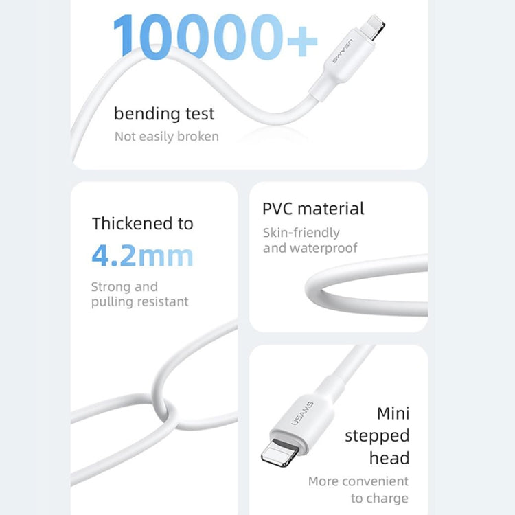 USAMS US-SJ604 U84 2.4A USB to 8 Pin Charging Data Cable, Cable Length:1m(White) - Normal Style Cable by USAMS | Online Shopping South Africa | PMC Jewellery | Buy Now Pay Later Mobicred