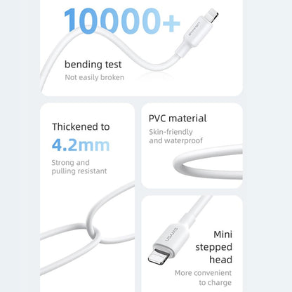 USAMS US-SJ611 U84 PD20W USB-C / Type-C to 8 Pin Charging Data Cable, Cable Length:2m(White) - 2 in 1 Cable by USAMS | Online Shopping South Africa | PMC Jewellery | Buy Now Pay Later Mobicred