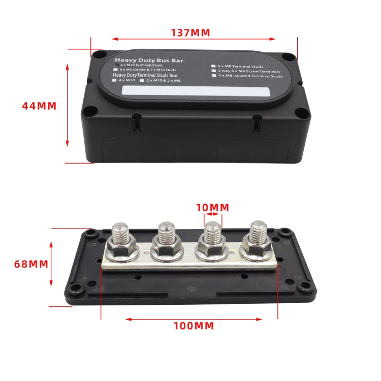 CP-3088-02 300A 48V 4-way M10 Terminal Busbar(Red) - Booster Cable & Clip by PMC TechLife | Online Shopping South Africa | PMC TechLife | Buy Now Pay Later Mobicred