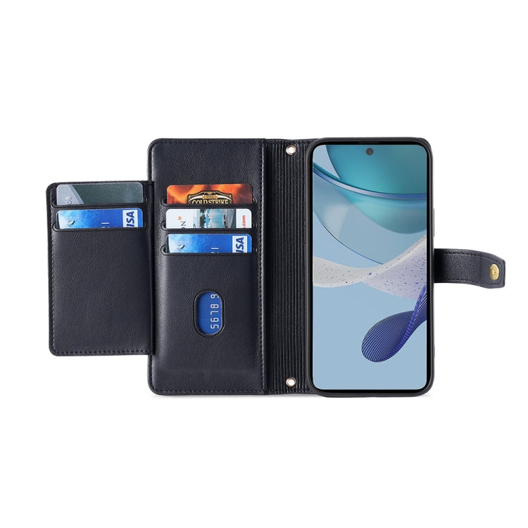 For Kyocera Android One S10 Sheep Texture Cross-body Zipper Wallet Leather Phone Case(Black) - More Brand by PMC TechLife | Online Shopping South Africa | PMC TechLife | Buy Now Pay Later Mobicred