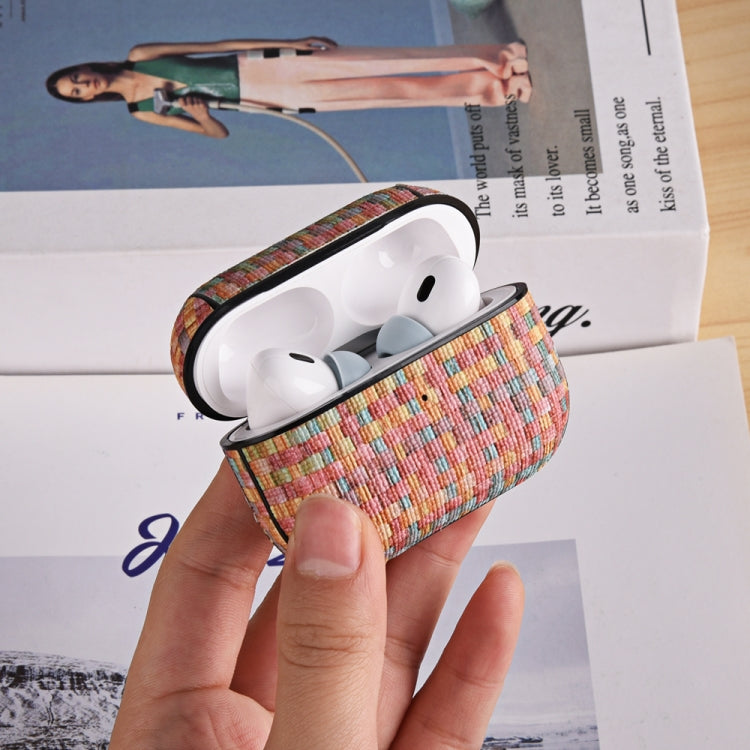 For AirPods Pro 2 PC Woven Leather Skin Earphone Case(Gray) - For AirPods Pro 2 by PMC Jewellery | Online Shopping South Africa | PMC Jewellery | Buy Now Pay Later Mobicred