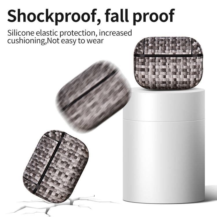 For AirPods Pro 2 PC Woven Leather Skin Earphone Case(Gray) - For AirPods Pro 2 by PMC Jewellery | Online Shopping South Africa | PMC Jewellery | Buy Now Pay Later Mobicred