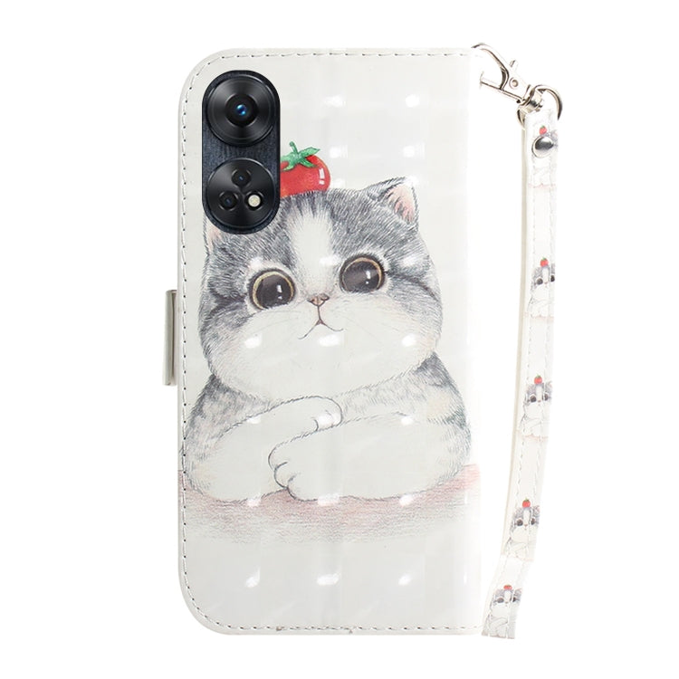 For OPPO Reno8 T 4G 3D Colored Horizontal Flip Leather Phone Case(Cute Cat) - OPPO Cases by PMC TechLife | Online Shopping South Africa | PMC TechLife | Buy Now Pay Later Mobicred