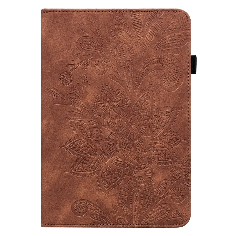 For Lenovo Tab M9 Lace Flower Embossing Pattern Leather Tablet Case(Brown) - Lenovo by PMC TechLife | Online Shopping South Africa | PMC TechLife | Buy Now Pay Later Mobicred