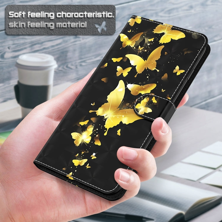 For Motorola Moto E13 3D Painting Pattern Leather Phone Case(Gold Butterfly) - Motorola Cases by PMC Jewellery | Online Shopping South Africa | PMC Jewellery | Buy Now Pay Later Mobicred