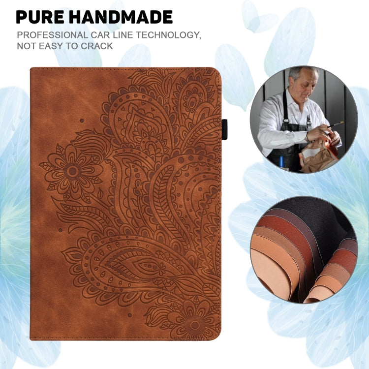 For Lenovo Tab P11 Gen 2 Peacock Embossed Pattern Leather Tablet Case(Brown) - Lenovo by PMC TechLife | Online Shopping South Africa | PMC TechLife | Buy Now Pay Later Mobicred