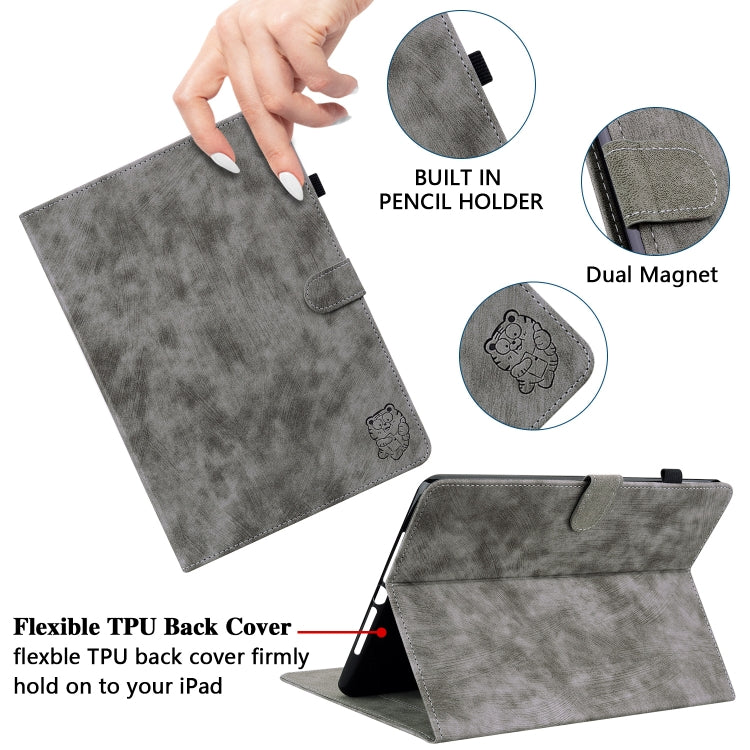 For Honor Pad V8 Pro Tiger Pattern Flip Leather Tablet Case(Grey) - Honor by PMC TechLife | Online Shopping South Africa | PMC TechLife | Buy Now Pay Later Mobicred