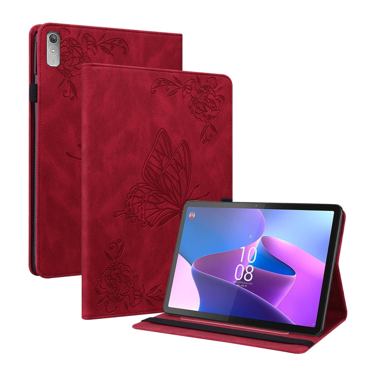 For Lenovo Tab P11 Gen 2 11.5 Butterfly Flower Embossed Leather Tablet Case(Red) - Lenovo by PMC TechLife | Online Shopping South Africa | PMC TechLife | Buy Now Pay Later Mobicred