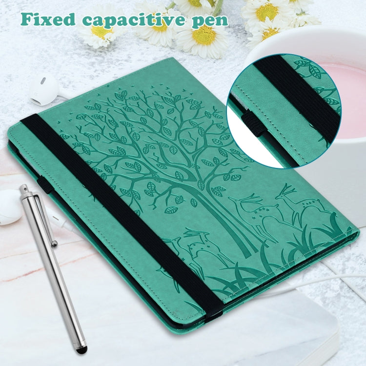 For Lenovo Tab P11 Gen 2 Tree & Deer Pattern Embossed Leather Tablet Case(Green) - Lenovo by PMC TechLife | Online Shopping South Africa | PMC TechLife | Buy Now Pay Later Mobicred