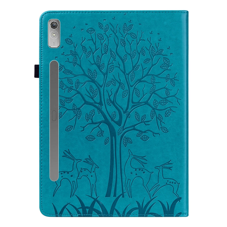 For Lenovo Tab P11 Pro Gen 2 Tree & Deer Pattern Embossed Leather Tablet Case(Blue) - Lenovo by PMC TechLife | Online Shopping South Africa | PMC TechLife | Buy Now Pay Later Mobicred