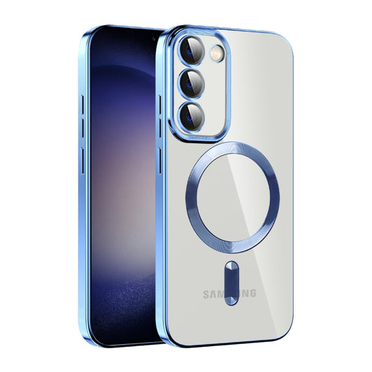 For Samsung Galaxy S23+ 5G CD Texture Plating TPU MagSafe Phone Case with Lens Film(Sierra Blue) - Galaxy S23+ 5G Cases by PMC Jewellery | Online Shopping South Africa | PMC Jewellery