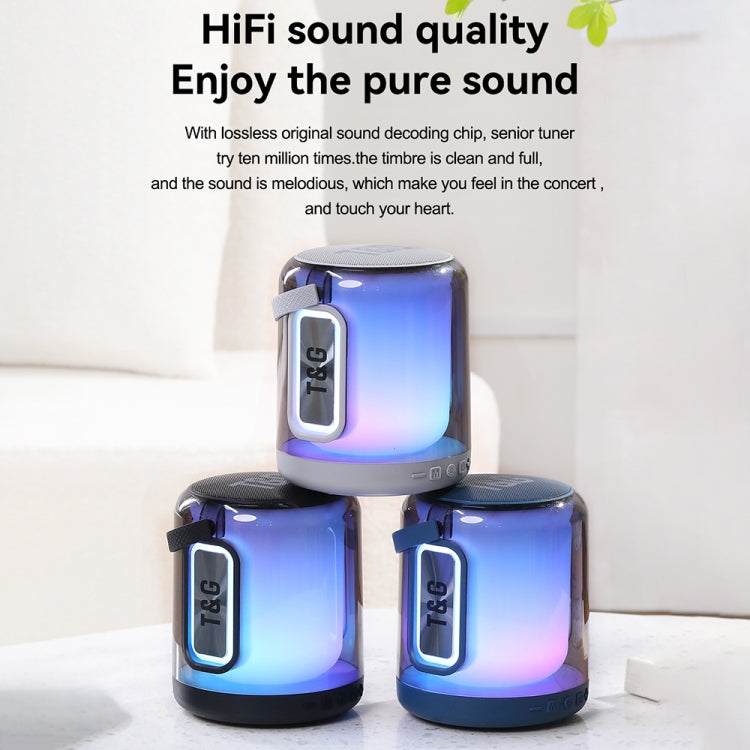 T&G TG376 360 Degree Full Screen LED Light RGB Multicolor Wireless Bluetooth Speaker Subwoofer(Grey) - free shipping - PMC Jewellery - Order now!