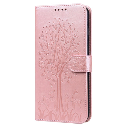 For Samsung Galaxy A34 5G Tree & Deer Pattern Pressed Printing Horizontal Flip Leather Phone Case(Pink) - Galaxy Phone Cases by PMC Jewellery | Online Shopping South Africa | PMC Jewellery