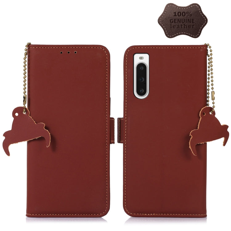 For Sony Xperia 10 V Genuine Leather Magnetic RFID Leather Phone Case(Coffee) - Sony Cases by PMC TechLife | Online Shopping South Africa | PMC TechLife | Buy Now Pay Later Mobicred