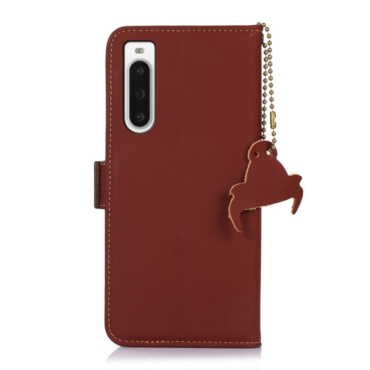 For Sony Xperia 10 V Genuine Leather Magnetic RFID Leather Phone Case(Coffee) - Sony Cases by PMC TechLife | Online Shopping South Africa | PMC TechLife | Buy Now Pay Later Mobicred