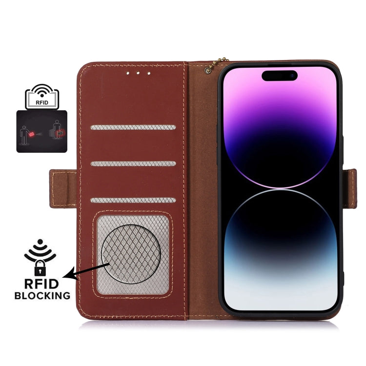 For Sony Xperia 10 V Genuine Leather Magnetic RFID Leather Phone Case(Coffee) - Sony Cases by PMC TechLife | Online Shopping South Africa | PMC TechLife | Buy Now Pay Later Mobicred