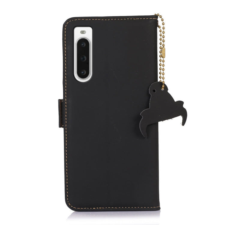 For Sony Xperia 10 V Genuine Leather Magnetic RFID Leather Phone Case(Black) - Sony Cases by PMC TechLife | Online Shopping South Africa | PMC TechLife | Buy Now Pay Later Mobicred