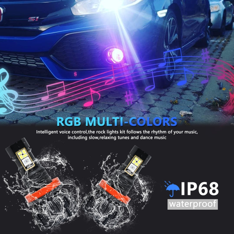 EV23 1 Pair H11 12W / 15000LM / DC 9-16V IP68 Waterproof Car RGB Fog Light - Fog / Driving Lights by PMC Jewellery | Online Shopping South Africa | PMC Jewellery | Buy Now Pay Later Mobicred