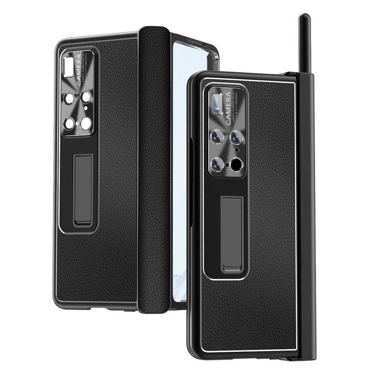For Huawei Mate X2 Litchi Pattern Magnetic Shell Film Integrated Shockproof Phone Case(Black) - Huawei Cases by PMC TechLife | Online Shopping South Africa | PMC TechLife | Buy Now Pay Later Mobicred