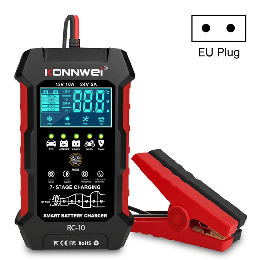 KONNWEI RC-10 2 inch Car Battery Charger Battery Pulse Repair Tool, Plug Type:EU Plug - Battery Charger by KONNWEI | Online Shopping South Africa | PMC Jewellery | Buy Now Pay Later Mobicred