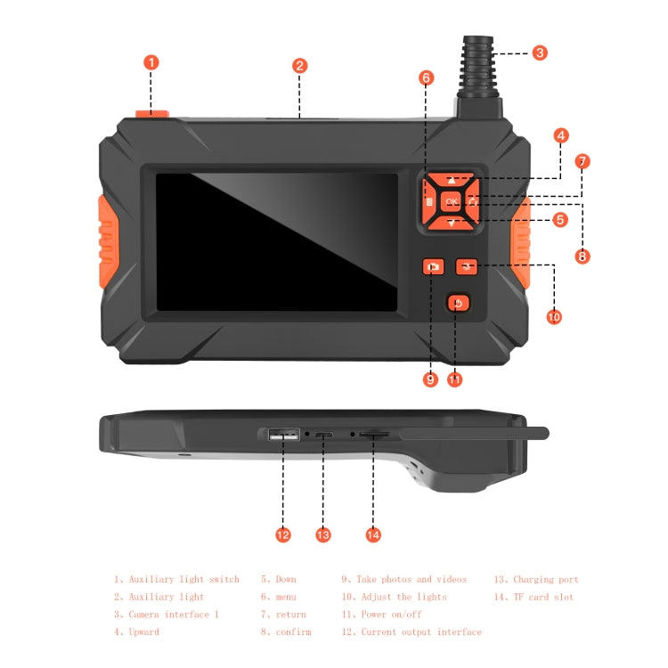 P130 8mm 4.3 inch Dual Camera with Screen Endoscope, Length:2m -  by PMC TechLife | Online Shopping South Africa | PMC TechLife | Buy Now Pay Later Mobicred