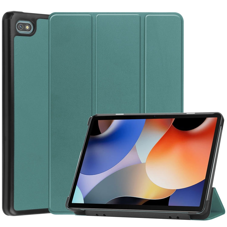 For Blackview Oscal Pad 10 Custer Pure Color 3-Fold Holder Smart Leather Tablet Case(Dark Green) - Others by PMC Jewellery | Online Shopping South Africa | PMC Jewellery | Buy Now Pay Later Mobicred