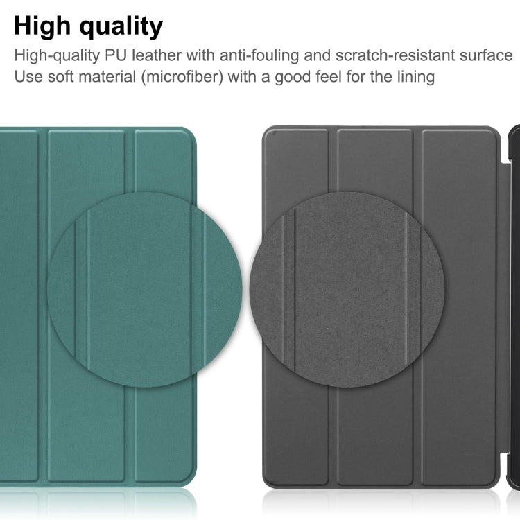 For Blackview Oscal Pad 10 Custer Pure Color 3-Fold Holder Smart Leather Tablet Case(Dark Green) - Others by PMC TechLife | Online Shopping South Africa | PMC TechLife | Buy Now Pay Later Mobicred