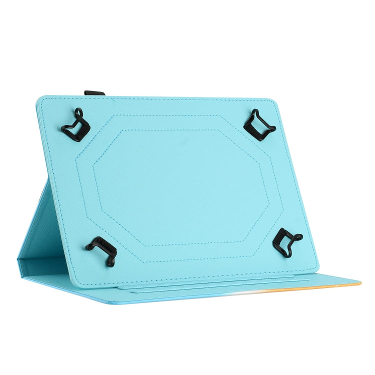 For 10 inch Universal Stitching Gradient Leather Tablet Case(Blue Orange) - 10 - 11 inch by PMC TechLife | Online Shopping South Africa | PMC TechLife | Buy Now Pay Later Mobicred