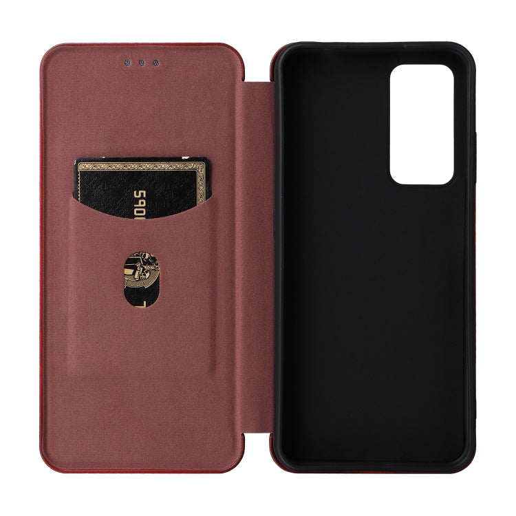 For Blackview A85 Carbon Fiber Texture Flip Leather Phone Case(Brown) - More Brand by PMC TechLife | Online Shopping South Africa | PMC TechLife | Buy Now Pay Later Mobicred