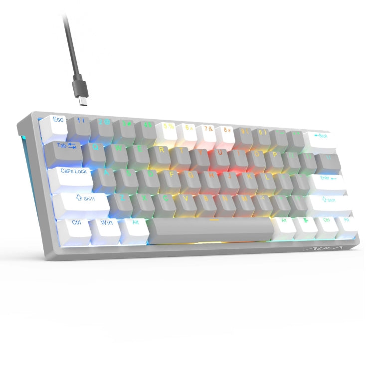 AULA F3261 Type-C Wired Hot Swappable 61 Keys RGB Mechanical Keyboard(White Grey Green Shaft) - Wired Keyboard by AULA | Online Shopping South Africa | PMC Jewellery | Buy Now Pay Later Mobicred