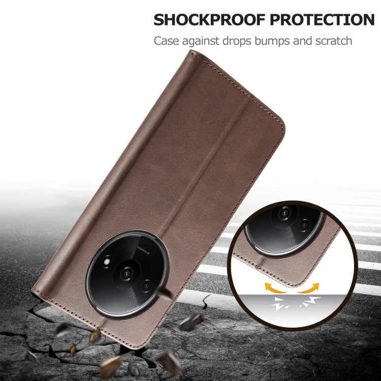 For Xiaomi Redmi A3 LC.IMEEKE Calf Texture Leather Phone Case(Coffee) - Xiaomi Cases by LC.IMEEKE | Online Shopping South Africa | PMC TechLife | Buy Now Pay Later Mobicred