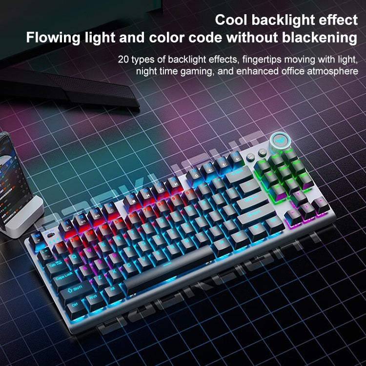 AULA F3001 Backlit 87 Keys Wired/Wireless/Bluetooth Three Model Mechanical Gaming Keyboard(Silver White Red Shaft) - Wireless Keyboard by AULA | Online Shopping South Africa | PMC Jewellery | Buy Now Pay Later Mobicred