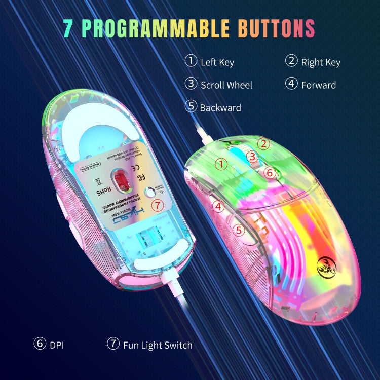 X400 7 Keys Transparent RGB Wired Gaming Mouse - Wired Mice by PMC Jewellery | Online Shopping South Africa | PMC Jewellery | Buy Now Pay Later Mobicred