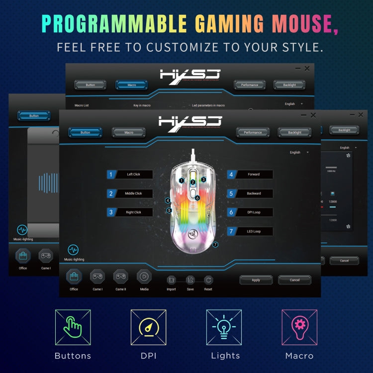 X400 7 Keys Transparent RGB Wired Gaming Mouse - Wired Mice by PMC Jewellery | Online Shopping South Africa | PMC Jewellery | Buy Now Pay Later Mobicred