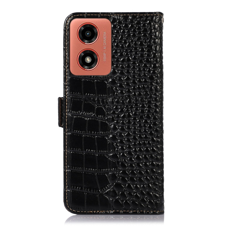 For Motorola Moto G04 / G24 Crocodile Top Layer Cowhide Leather Phone Case(Black) - Motorola Cases by PMC TechLife | Online Shopping South Africa | PMC TechLife | Buy Now Pay Later Mobicred