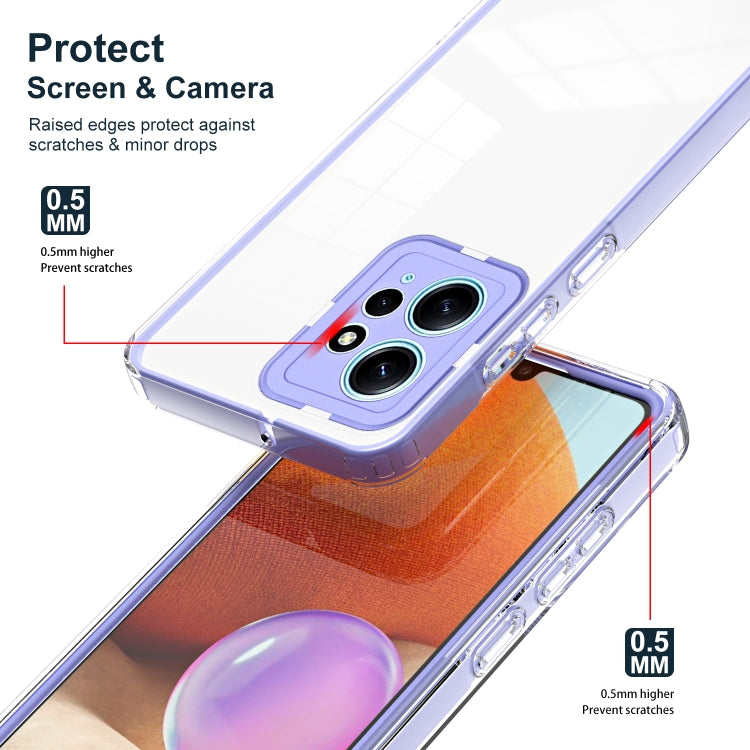 For Xiaomi Redmi Note 12 4G Global 3 in 1 Clear TPU Color PC Frame Phone Case(Purple) - Note 12 Cases by PMC Jewellery | Online Shopping South Africa | PMC Jewellery