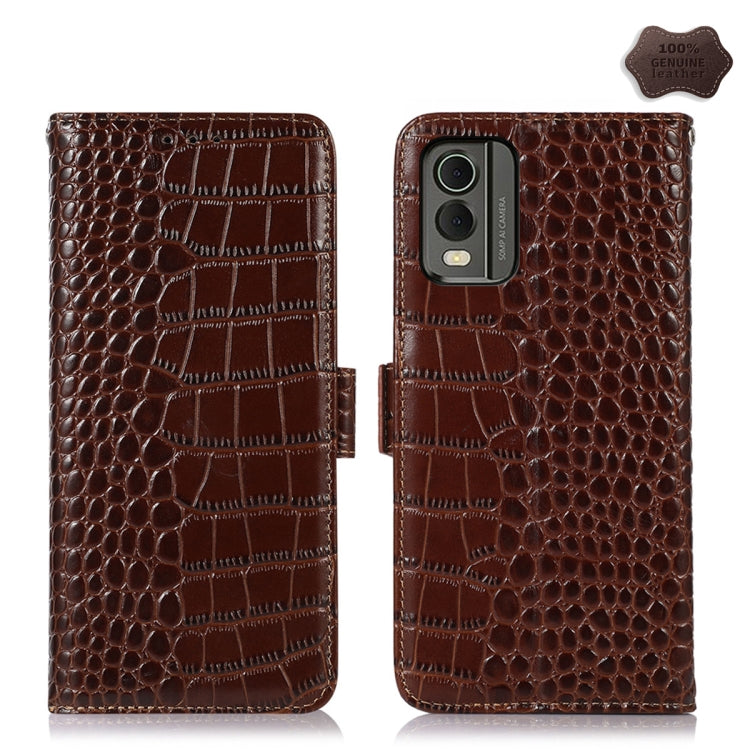 For Nokia C32 4G Crocodile Top Layer Cowhide Leather Phone Case(Brown) - free shipping - PMC TechLife - Order now!