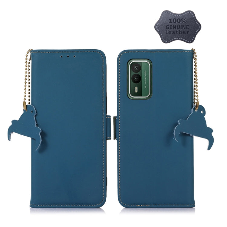 For Nokia XR21 Genuine Leather Magnetic RFID Leather Phone Case(Blue) - Nokia Cases by PMC TechLife | Online Shopping South Africa | PMC TechLife | Buy Now Pay Later Mobicred