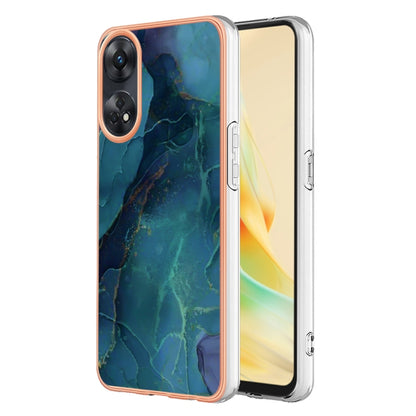 For OPPO Reno 8T 4G Electroplating Marble Dual-side IMD Phone Case(Green 017) - OPPO Cases by PMC Jewellery | Online Shopping South Africa | PMC Jewellery | Buy Now Pay Later Mobicred