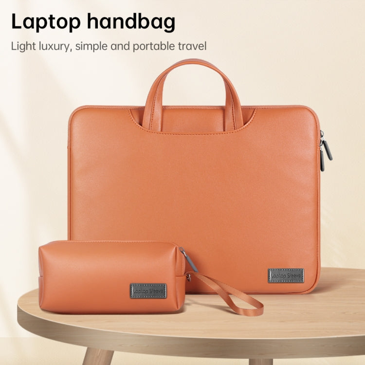 Waterproof PU Laptop Bag Inner Bag with Power Pack, Size:13 / 14 inch(Brown) - Other by PMC TechLife | Online Shopping South Africa | PMC TechLife | Buy Now Pay Later Mobicred