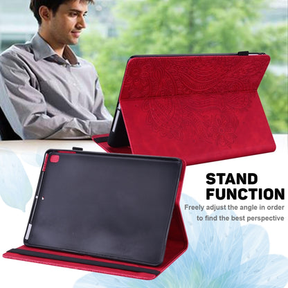 For Samsung Galaxy Tab S9 / S9 FE Peacock Embossed Pattern Leather Tablet Case(Red) - Galaxy Tab S9 Cases by PMC Jewellery | Online Shopping South Africa | PMC Jewellery | Buy Now Pay Later Mobicred